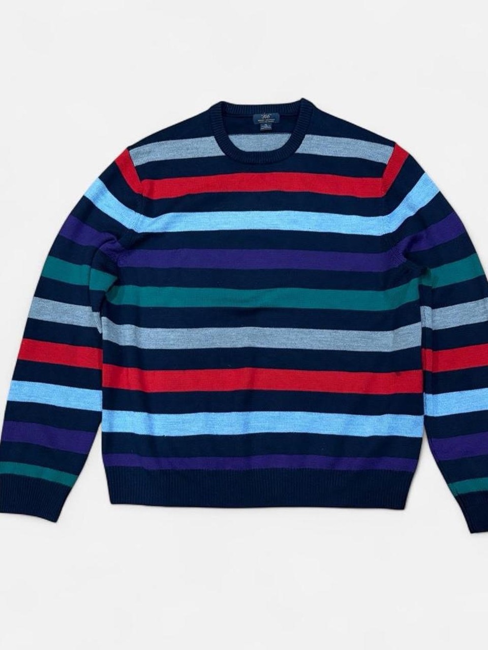 Men's Navy Multicolor Striped Crewneck Sweater